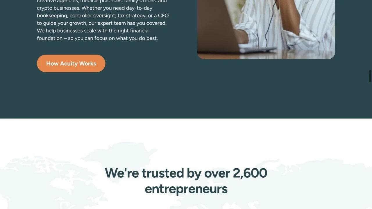 Acuity middle website section