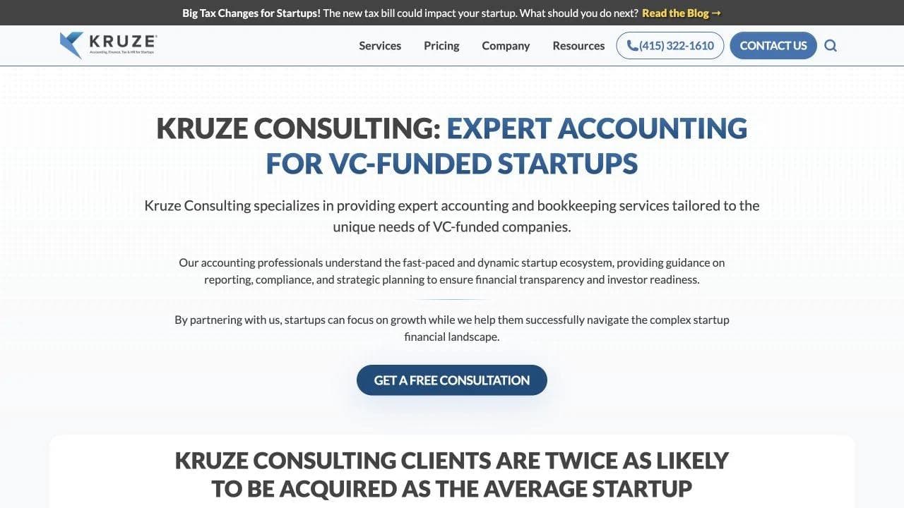 Kruze Consulting opening website section