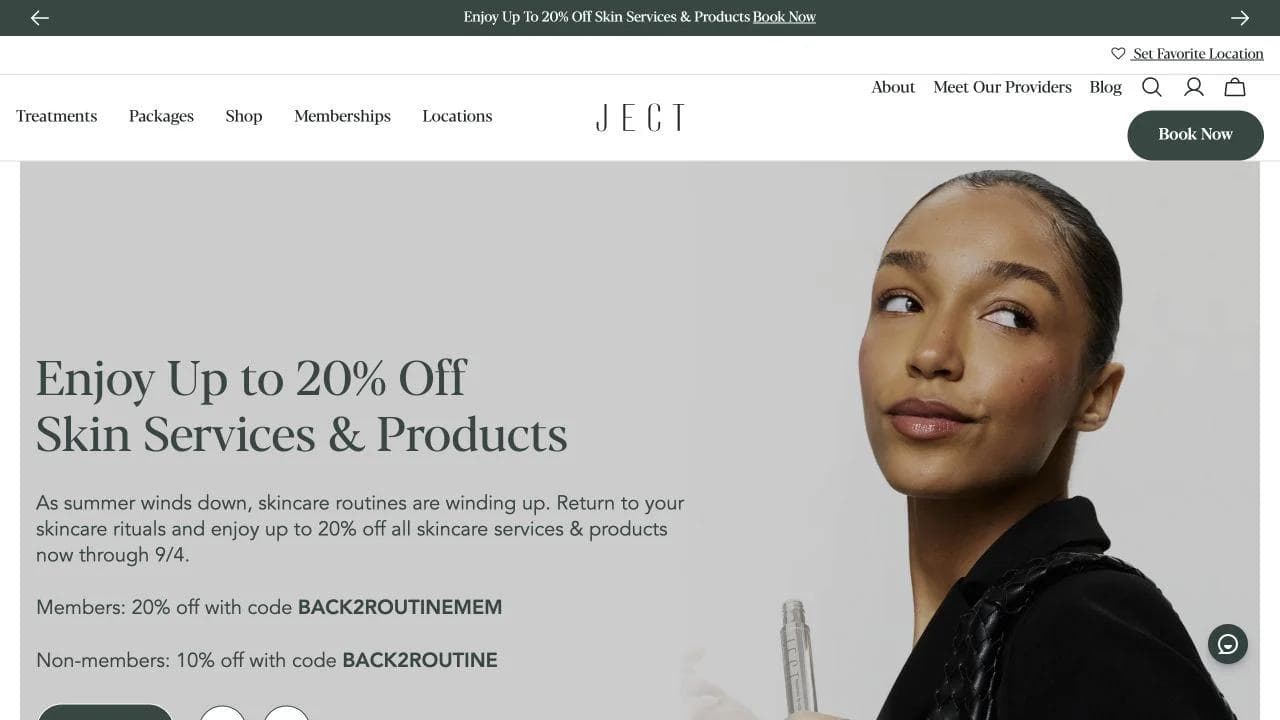 JECT opening website section