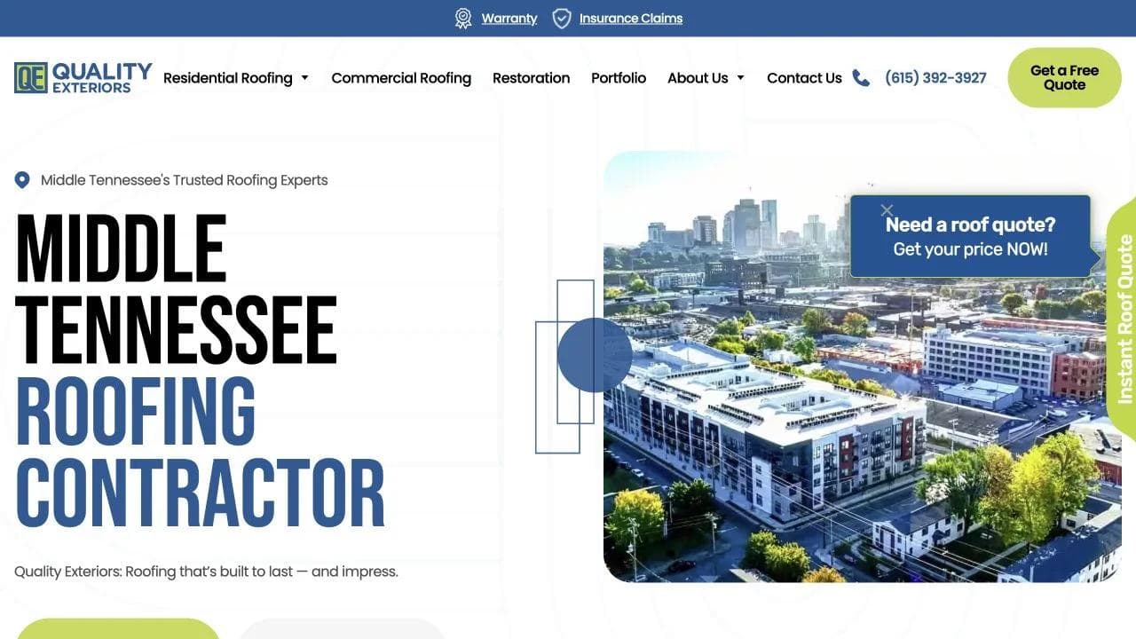 Quality Exteriors opening website section