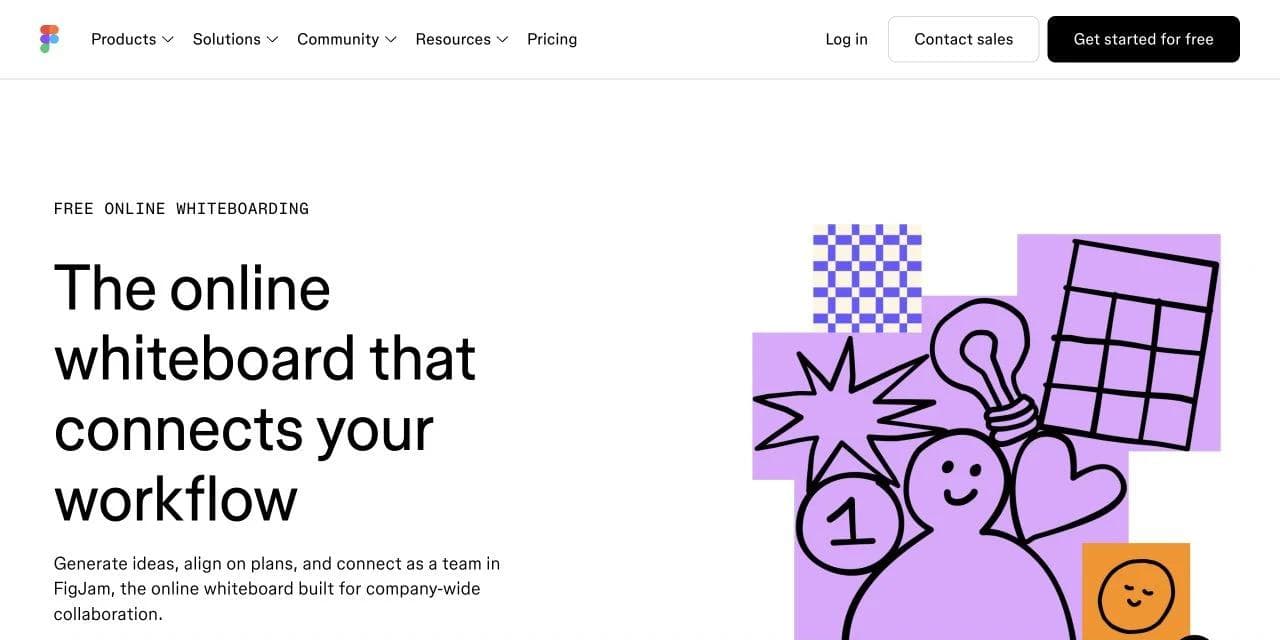 FigJam online whiteboard page with an illustrated collaborative workflow